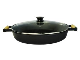 Frigideira Ferro Fundido 2 Alças Tampa Vidro Santana 36cm