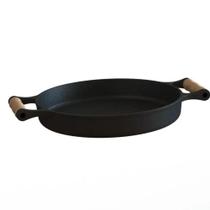 Frigideira Ferro Fundido Sem Tampa e Alças de Madeira 28Cm - LIBANEZA