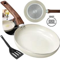 Frigideira Fogão De Indução Cerâmica Antiaderente De 20cm 1 Litro Gourmet Multiflon Cor Vanilla