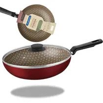Frigideira funda 24cm tramontina antiaderente com tampa de vidro