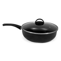 Frigideira Funda Alta Antiaderente Wok 26 Tampa De Vidro Alumínios Portela