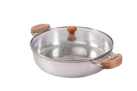 Frigideira Funda Alumínio Fundido Grosso 26cm Tampa de Vidro