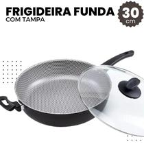 Frigideira Funda Wok, Alta 30cm 4,7L Com Tampa Fortaleza Antiaderente