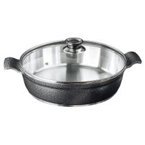 Frigideira grande 30cm com tampa de vidro aluminio fundido Javali
