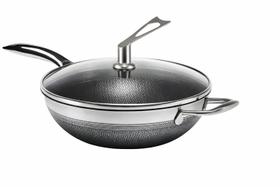 Frigideira Grande Alta Wok em Aço Inox 30cm Antiaderente Cor Inox/Preto Inmetro Frigideira Grande Alta Wok em Aço Inox 30cm Antiaderente Cor Inox/Preto Inmetro