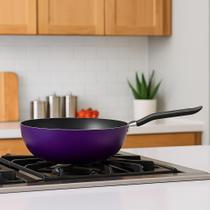 Frigideira Grande Antiaderente Não Gruda 24cm 2,3l roxa panela cheff utencilio cozinha moderna