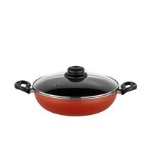 Frigideira Grande Caçarola Wok 28 Cm Teflon Antiaderente com Tampa de Vidro