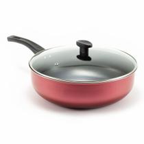 Frigideira Grande Funda Alta Wok Antiaderente 30 Cm Com Tampa De Vidro