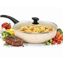 Frigideira Grande Funda Alta Wok Antiaderente 30 Cm Com Tampa De Vidro Frigideira Grande Funda Alta Wok Antiaderente 30 Cm Com Tampa De Vidro