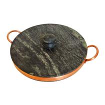 Frigideira Grande Pedra Sabão 26 Cm Artesanal Alça de Cobre