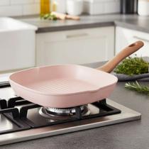 Frigideira Grelha Antiaderente 24cm Quartzo Mimo Style Cerâmica Grill Para Fogão de Indução