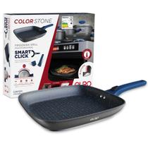 Frigideira Grill Multifuncional p/ Fogão Indução Antiaderente Cabo Removível SmartClick Euro Home