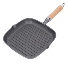 Frigideira Grill Quadrada Antiaderente 22cm Cabo Madeira Preta FX-FG-02