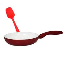 Frigideira Indução Antiaderente Frita Sem Óleo Vermelha 24cm Com Espátula