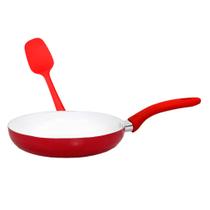 Frigideira Indução Antiaderente Frita Sem Óleo Vermelha 24cm + Espátula Vermelha Frigideira Indução Antiaderente Frita Sem Óleo Vermelha 24cm + Espátula Vermelha