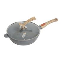 Frigideira Indução Forno e Fogão Antiaderente Revestimento Mármore Cerâmico 26cm Cinza