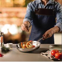 Frigideira Indução Panela Wok em Aço Inox 32 cm e Alumínio Premium Fundo Triplo com Tampa