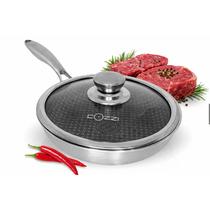 Frigideira Inox 20 Cm Anti-risco Indução Corpo Triplo Com Tampa de Vidro Frigideira Inox 20 Cm Anti-risco Indução Corpo Triplo Com Tampa de Vidro