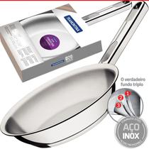 Frigideira Inox Fundo Triplo Tramontina Indução Ø20cm 1,3L