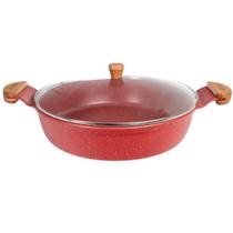 Frigideira Marmorizada Antiaderente Tampa de Vidro 4,7 Litros Javali Aquecimento Rápido