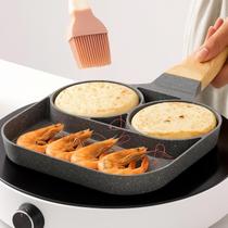 Frigideira Multifuncional Antiaderente Alumínio 3 em 1 Ovos Hambúrguer Omelete Com Alça De Madeira Frigideira Multifuncional Antiaderente Alumínio 3 em 1 Ovos Hambúrguer Omelete Com Alça De Madeira