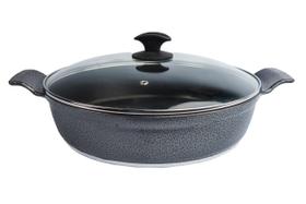 Frigideira Ø30 cm com revestimento interno antiaderente preto e tampa de vidro