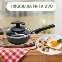 Frigideira Ovo Frito Antiaderente Pequena C/tampa Vidro 12cm Preto