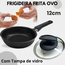 Frigideira Ovo Frito Antiaderente Pequena C/tampa Vidro 12cm Preto Frigideira Ovo Frito Antiaderente Pequena C/tampa Vidro 12cm Preto