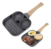 Frigideira Ovo Hambúrguer Bife Antiaderente 3 Em 1 Divisórias Frigideira Ovo Hambúrguer Bife Antiaderente 3 Em 1 Divisórias
