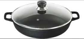 Frigideira Paella De Ferro 36cm Com Tampa De Vidro Postagem Rápida