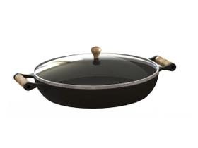 Frigideira Paella Ferro Fundido Com Tampa De Vidro 36 Cm Frigideira Paella Ferro Fundido Com Tampa De Vidro 36 Cm