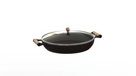 Frigideira Paella Ferro Fundido Com Tampa De Vidro 36 Cm