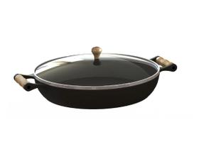 Frigideira Paella Ferro Fundido Com Tampa De Vidro 36 Cm - Libaneza