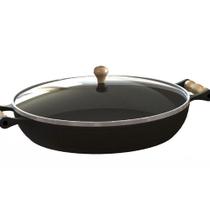 Frigideira Paella Ferro Fundido com Tampa de Vidro 36Cm