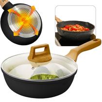 Frigideira Panela Cerâmica Indução 28cm Antiaderente Com Tampa De Vidro Premium Frigideira Panela Cerâmica Indução 28cm Antiaderente Com Tampa De Vidro Premium