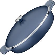 Frigideira Panela Redonda Com Tampa Tramontina Lyon Azul ovos omelete fogão a gás elétricos indução gratinar alumínio forjado carnes lasanhas moquecas