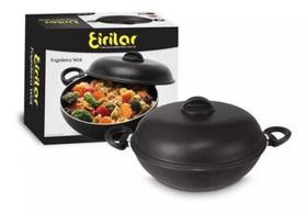 Frigideira Preta Wok 36Cm Antiaderente Com Tampa Eirilar