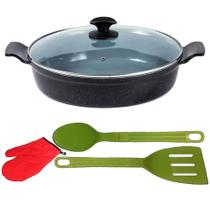 Frigideira Preto Liso Antiaderente Em Cerâmica Tluva 04 30Cm Frigideira Preto Liso Antiaderente Em Cerâmica Tluva 04 30Cm