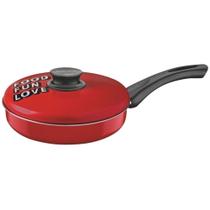 Frigideira Reta Antiaderente Vermelho com Tampa