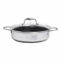 Frigideira Reta Multiuso com Tampa de Vidro CookingPro Hive 26 cm 4,7 L em Aço Inox Fundo Triplo Oxford