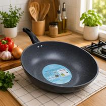 Frigideira Revestida Nanocerâmica 28cm Preta Antiaderente Panela Cozinha Resistente Durável Fácil Limpar Ideal Frituras Frigideira Revestida Nanocerâmica 28cm Preta Antiaderente Panela Cozinha Resistente Durável Fácil Limpar Ideal Frituras