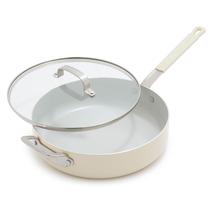 Frigideira Salteadora GreenPan x Bobby Flay 4,5L com Tampa de Vidro Creme Frigideira Salteadora GreenPan x Bobby Flay 4,5L com Tampa de Vidro Creme