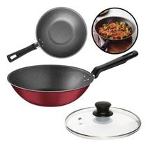 Frigideira Tramontina Antiaderente C/ Tampa 24 Cm Exclusiva Cor Vermelho Frigideira Tramontina Antiaderente C/ Tampa 24 Cm Exclusiva Cor Vermelho