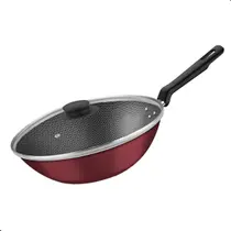 Frigideira tramontina funda wok 24cm antiaderente com tampa de vidro