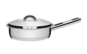 Frigideira Tramontina Solar 24cm 3,3L em Aço Inox Fundo Triplo com Tampa e Cabo Frigideira Tramontina Solar 24cm 3,3L em Aço Inox Fundo Triplo com Tampa e Cabo