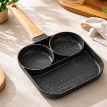 Frigideira Tripla Antiaderente Ovos Panqueca Branco/Preto Frigideira Tripla Antiaderente Ovos Panqueca Branco/Preto