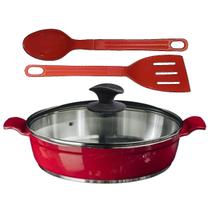 Frigideira Vermelho Alumínio Fundido Usinado Talher03 AA30cm Frigideira Vermelho Alumínio Fundido Usinado Talher03 AA30cm