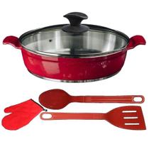 Frigideira Vermelho Alumínio Fundido Usinado Tluva 03 30cm