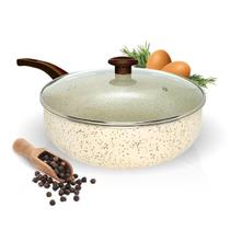 Frigideira Wok 28 Antiaderente Teflon com Tampa de Vidro Grande