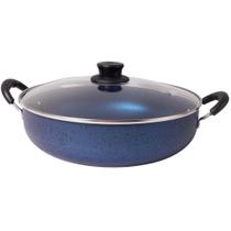 Frigideira Wok Antiaderente 28 Cm Teflon com Tampa de Vidro e Alças Profissional 3,5 Litros Grandes Porções Cinthya